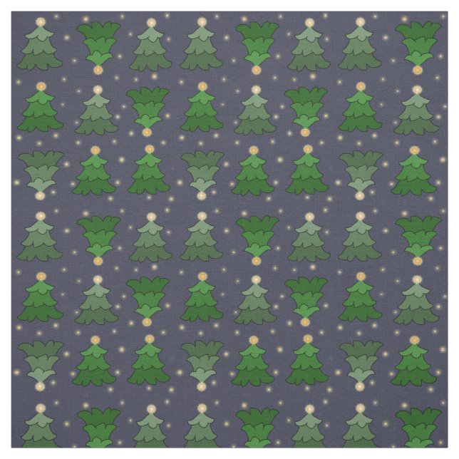 Weihnachtsbäume mit Sternen auf Custom Blue Stoff (Muster)
