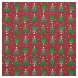 Weihnachtsbäume mit Sternen auf Custom Red Stoff