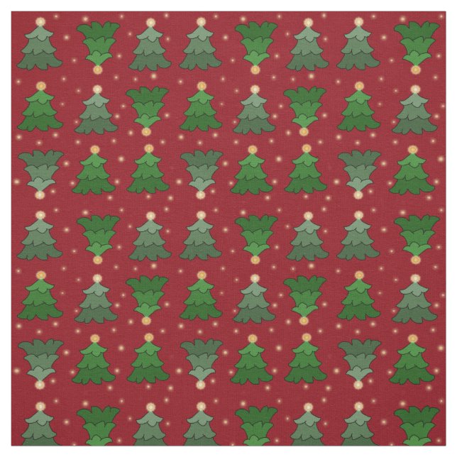 Weihnachtsbäume mit Sternen auf Custom Red Stoff (Muster)