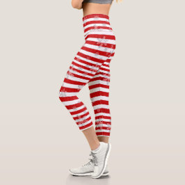 Weihnachtsbäume, mit Süßigkeiten gestreift, Leggin Capri Leggings