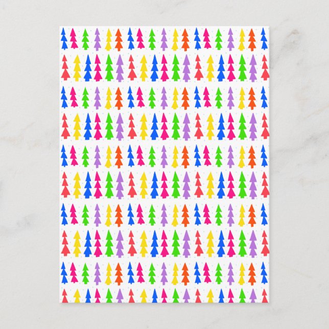 Weihnachtsbäume Mitte des Jahrhunderts mehrfarbig Postkarte (Vorderseite)