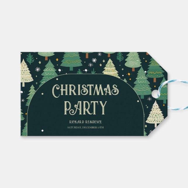 Weihnachtsbäume Modernes Sage Green Pattern Party Geschenkanhänger (Vorderseite (Horizontal))