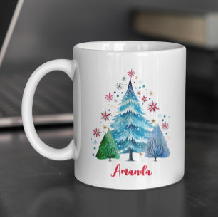 Weihnachtsbäume Monogramm Kaffeetasse