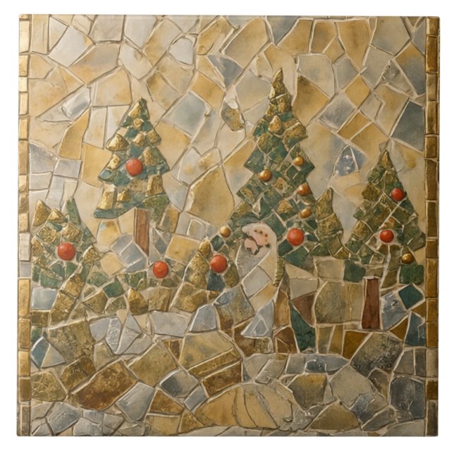 Weihnachtsbäume, Mosaik, Viktorianischer Stil Fliese (Vorderseite)