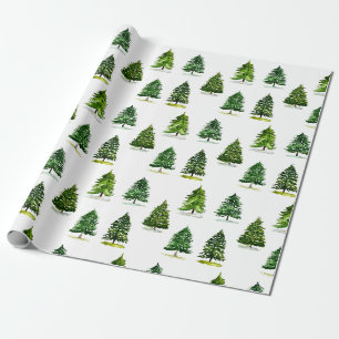 Weihnachtsbäume Muster Festivals Grüne Wasserfarbe Geschenkpapier