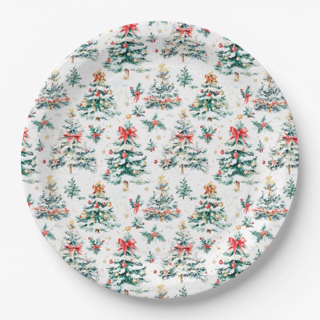 Weihnachtsbäume Pappteller (Vorderseite)
