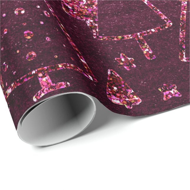 Weihnachtsbäume Pink Burgund Stars Rose Geschenkpapier (Rolleneckpunkt)