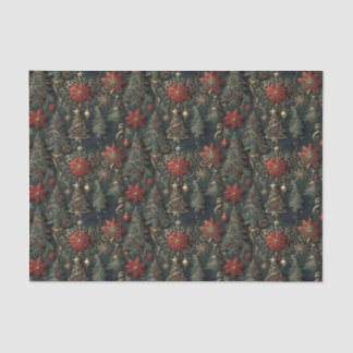 Weihnachtsbäume, Poinsettien, Schneeflocken, Stern Seidenpapier