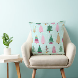 Weihnachtsbäume & Polka Dots Muster umkehrbar Kissen