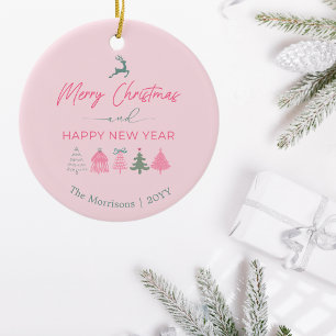 Weihnachtsbäume, Rentiere, Sterne, Keramik Ornament