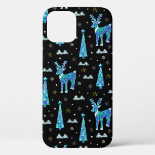 Weihnachtsbäume, Rentierschneeflocken. Winter-Illu Case-Mate iPhone Hülle