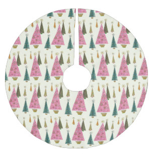 Weihnachtsbäume Retro Rosa Gold Grün Polyester Weihnachtsbaumdecke