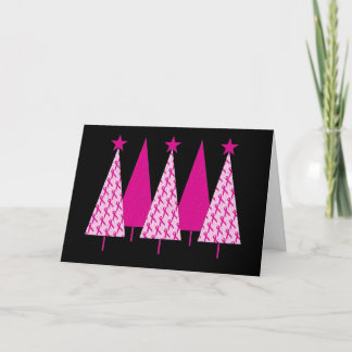 Weihnachtsbäume - Rosa Brustkrebs Schleife Feiertagskarte