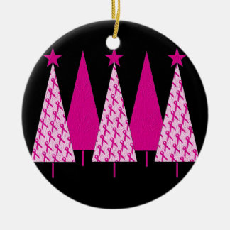 Weihnachtsbäume - Rosa Brustkrebs Schleife Keramikornament