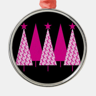 Weihnachtsbäume - Rosa Brustkrebs Schleife Silbernes Ornament