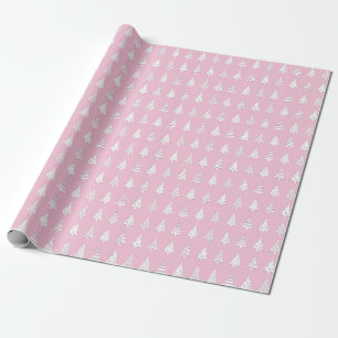 Weihnachtsbäume rosa Muster Geschenkpapier