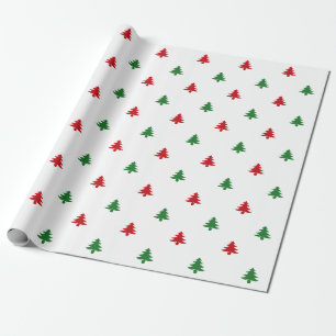 Weihnachtsbäume, rot-grün niedlich geschenkpapier