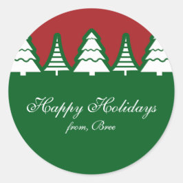 Weihnachtsbäume Rot & Grün Weihnachtsaufkleber Runder Aufkleber
