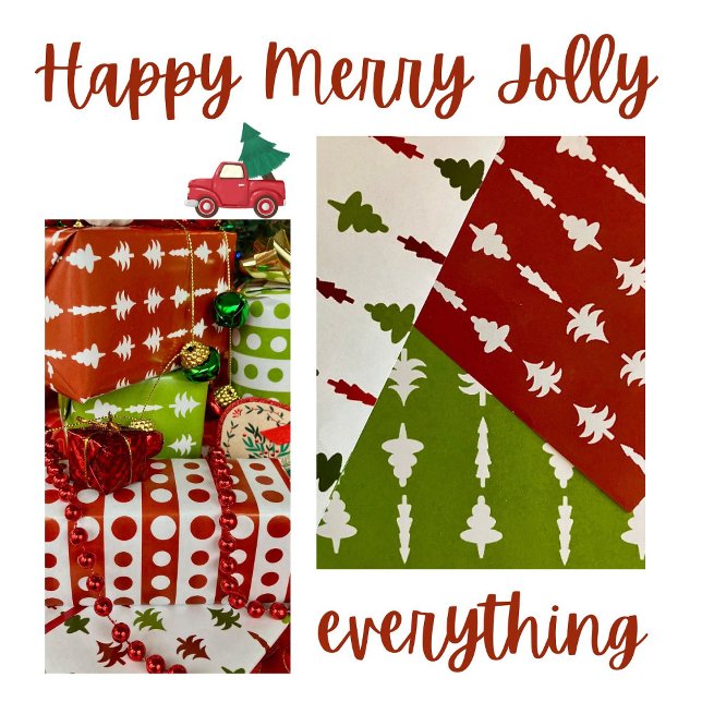 Weihnachtsbäume Rot Weiß Grün 3 Geschenkpapier Set (Von Creator hochgeladen)