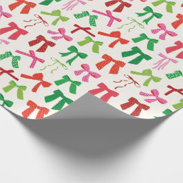 Weihnachtsbäume Rotes Grün Rosa auf Sahne Geschenkpapier