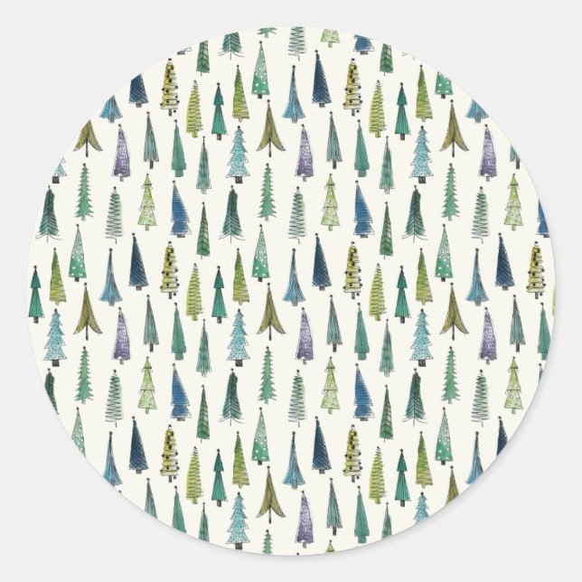 Weihnachtsbäume Runder Aufkleber (Vorderseite)