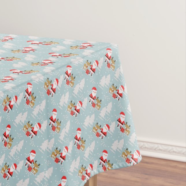 Weihnachtsbäume, Santa und Rudolph Tablecloth Tischdecke (Beispiel)