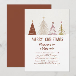 Weihnachtsbäume Schnee Elegante Party Einladung