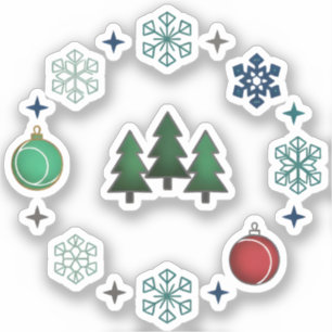 Weihnachtsbäume & Schneeflocken Aufkleber