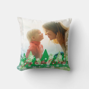 Weihnachtsbäume Schneeflocken Freude am World Foto Kissen