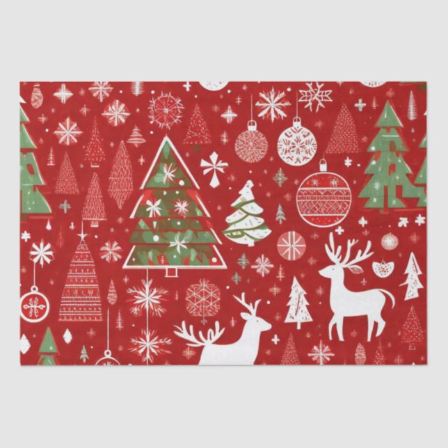 Weihnachtsbäume Schneeflocken Geschenk Tag Seidenpapier (Vorderseite)