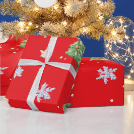 Weihnachtsbäume & Schneeflocken Geschenkpapier