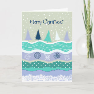 Weihnachtsbäume Schneeflocken Torn Paper Lace Card Feiertagskarte
