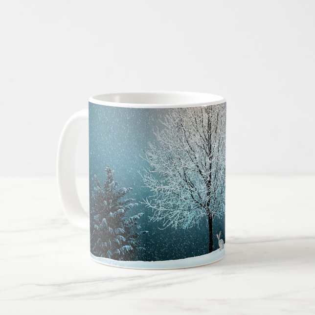 Weihnachtsbäume & Schneeweiße Tasse (Vorderseite Links)