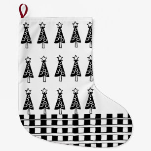 Weihnachtsbäume, Schwarz-Weiß-Strumpf geprüft Großer Weihnachtsstrumpf