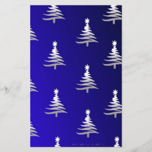 Weihnachtsbäume Silber auf Cobalt Blue Briefpapier