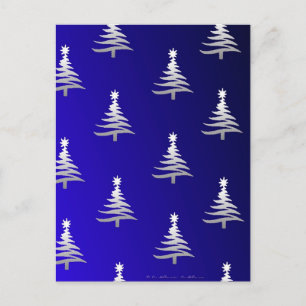 Weihnachtsbäume Silber auf Cobalt Blue Feiertagspostkarte