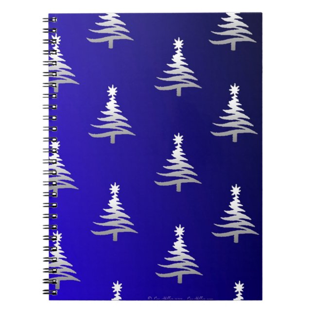 Weihnachtsbäume Silber auf Cobalt Blue Notizblock (Vorderseite)