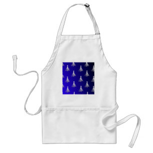 Weihnachtsbäume Silber auf Cobalt Blue Schürze