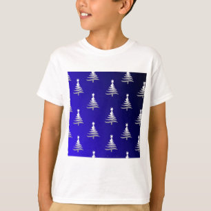 Weihnachtsbäume Silber auf Cobalt Blue T-Shirt