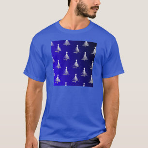Weihnachtsbäume Silber auf Kobaltblau T-Shirt