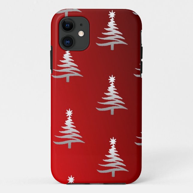 Weihnachtsbäume Silber auf Rot Case-Mate iPhone Hülle (Rückseite)