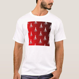 Weihnachtsbäume Silber auf Rot T-Shirt
