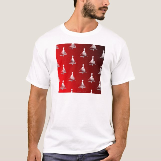 Weihnachtsbäume Silber auf Rot T-Shirt (Vorderseite)