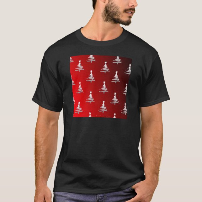 Weihnachtsbäume Silber auf Rot T-Shirt (Vorderseite)