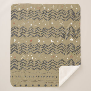 Weihnachtsbäume, Sterne und Schneeflocken in Rot, Sherpadecke