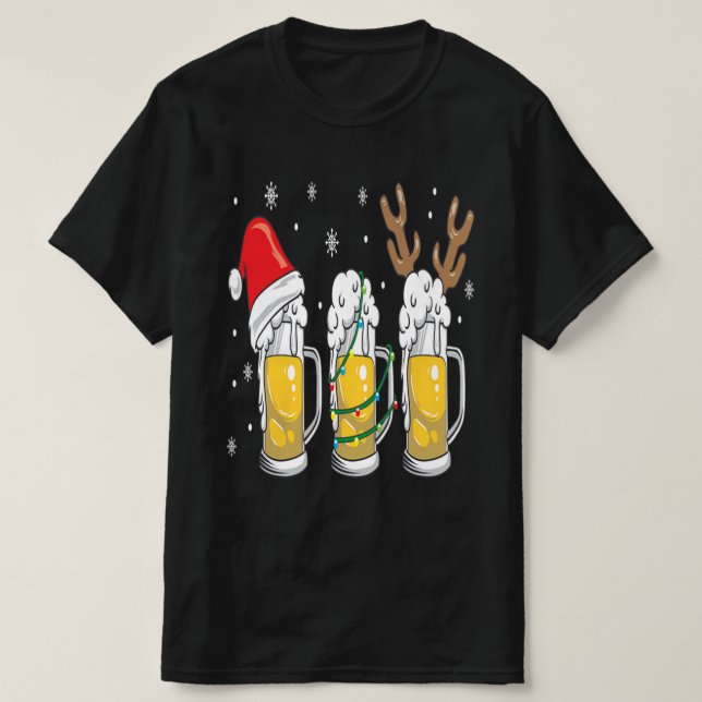 Weihnachtsbäume Tasse Reinbeer-Weihnachtsmannmütze T-Shirt (Design vorne)
