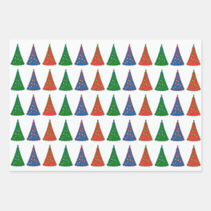 Weihnachtsbäume - Tri-Color-Wrapping-Blatt Geschenkpapier Set