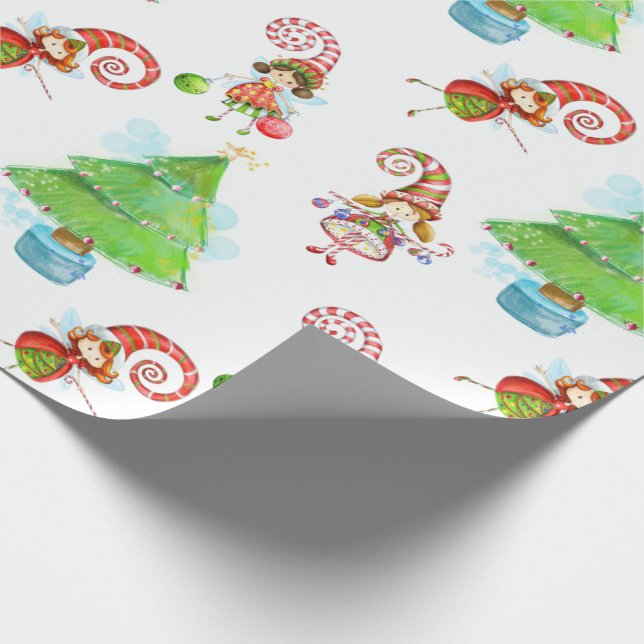 Weihnachtsbäume u. Fee-Geschenk-Verpackung Geschenkpapier (Ecke)