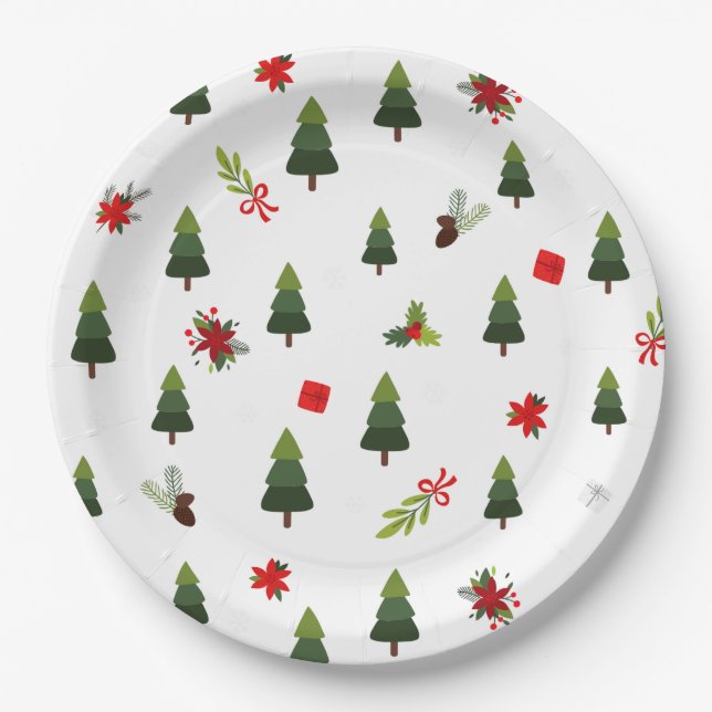 Weihnachtsbäume und -bäume pappteller (Vorderseite)