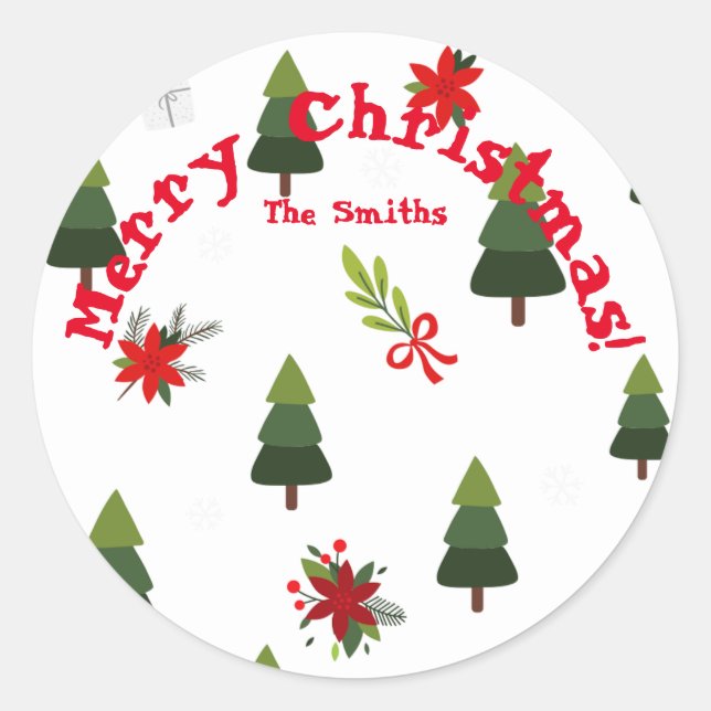 Weihnachtsbäume und -bäume runder aufkleber (Vorderseite)